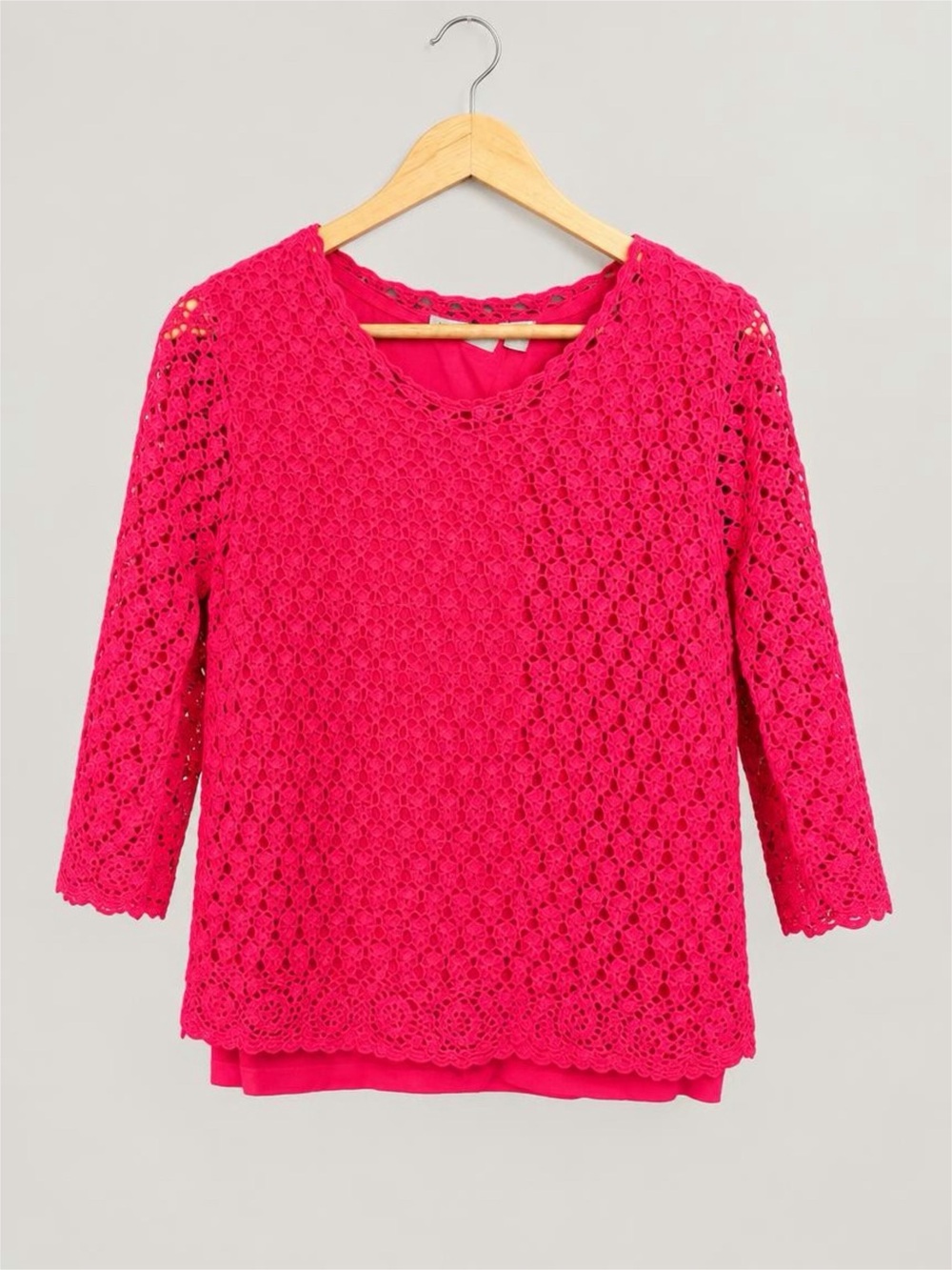 croft & barrow Raspberry Crochet Layered Tunic Top - M